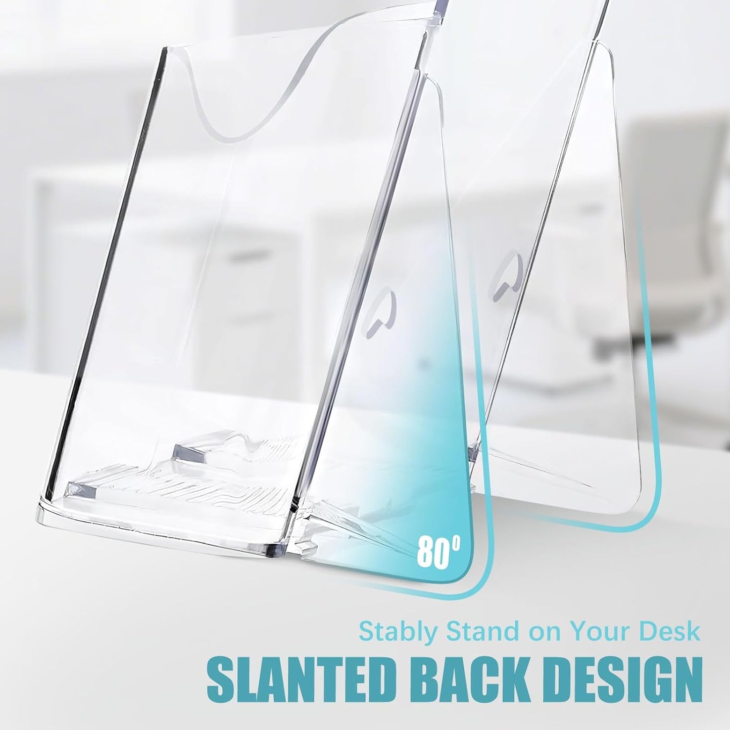 6 Pack Brochure Holder, 4x9 in Acrylic Brochure Display Stand, Clear Plastic Rack Card Trifold Pamphlet Flyer Holder,Countertop and Wall Mount Use