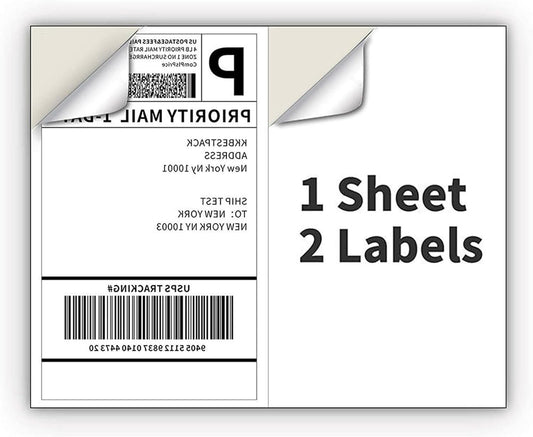 Coopaty Half Sheet Shipping Labels for Laser and Inkjet Printers 8.5 x 5.5 Mailing Address Labels, Permanent Adhesive (250 Sheets, 500 Labels)
