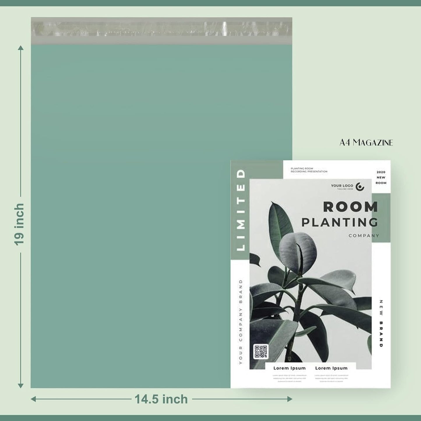 Metronic Poly Mailers 14.5X19 500Pack, Strong Adhesive Shipping Envelopes for Clothing, Waterproof Shipping Bags for Small Businesses, Flexible Mailers Poly Bags, Grayed Jade Green