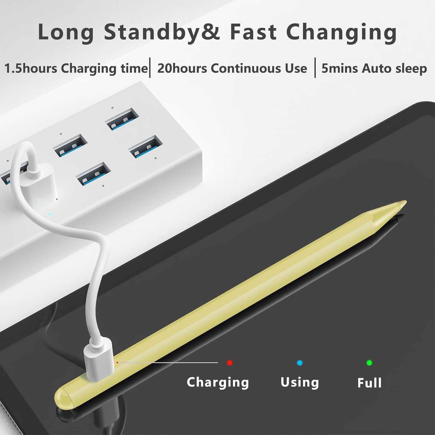 Stylus Pen for iPad (2018-2025) with Fast Charging & Palm Rejection, Pencil for Apple iPad 11th A16/10/9/8/7/6th, Pro 11“13”M4/12.9 inch, Air 11/13 inch M3 2025&M2 2024/5/4/3rd, Mini A17 Pro/6/5th