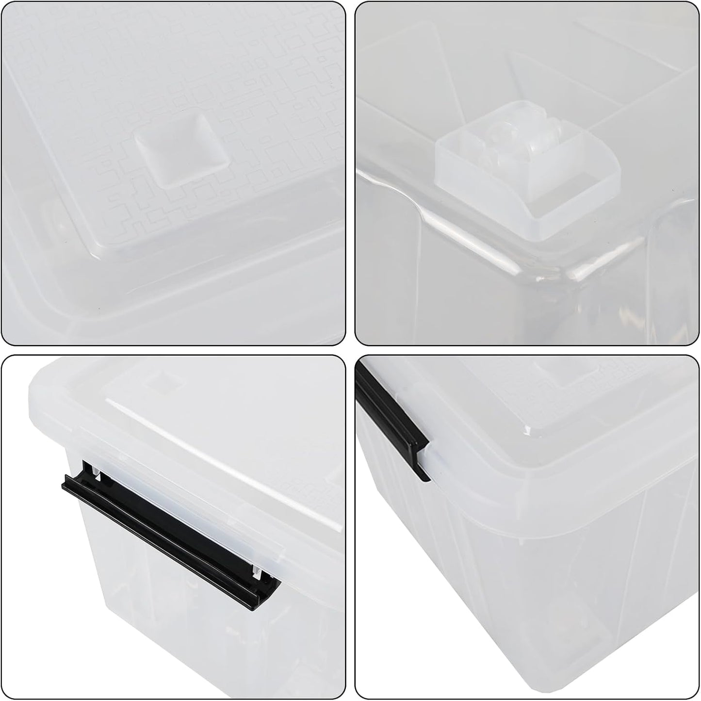 30 Quart Clear Plastic Latch Storage Bins with Wheels, 4-Pack Wheeled Clear Storage Totes