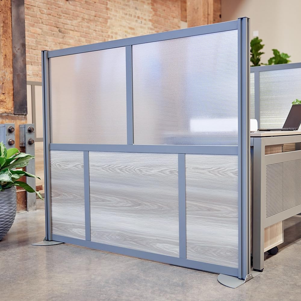 NBF Office Partitions - Cubicle Privacy Panel Wall Divider - Modern Room Separator with Quick Assembly - Indoor Laminate Free Standing Portable Room Divider Panel - 52" H x 60" W (Warm Ash)