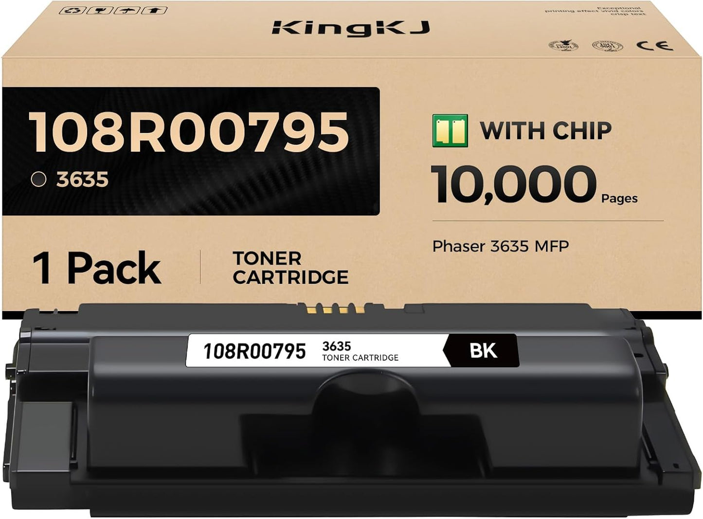 Phaser 3635 Toner Cartridge Replacement for Xerox 108R00795 Black Toner Remanufactured Cartridge Work for Phaser 3635 MFP Series Printer (10,000 Pages, 1-Black)