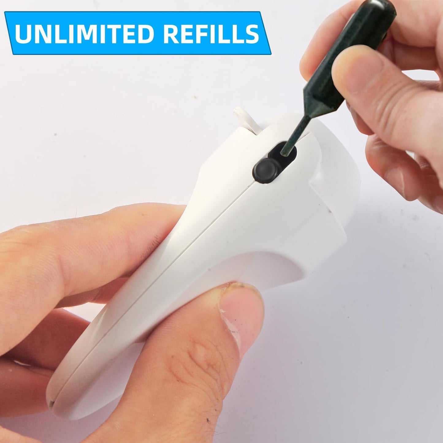 Identity Privacy Protection Roller Security Stamp 2Pack - Guard Your ID with Refillable Ink, Built-in Cutter & Flip Cover Design, Compact Security Tool for Document & Mail Privacy (White+Pink)