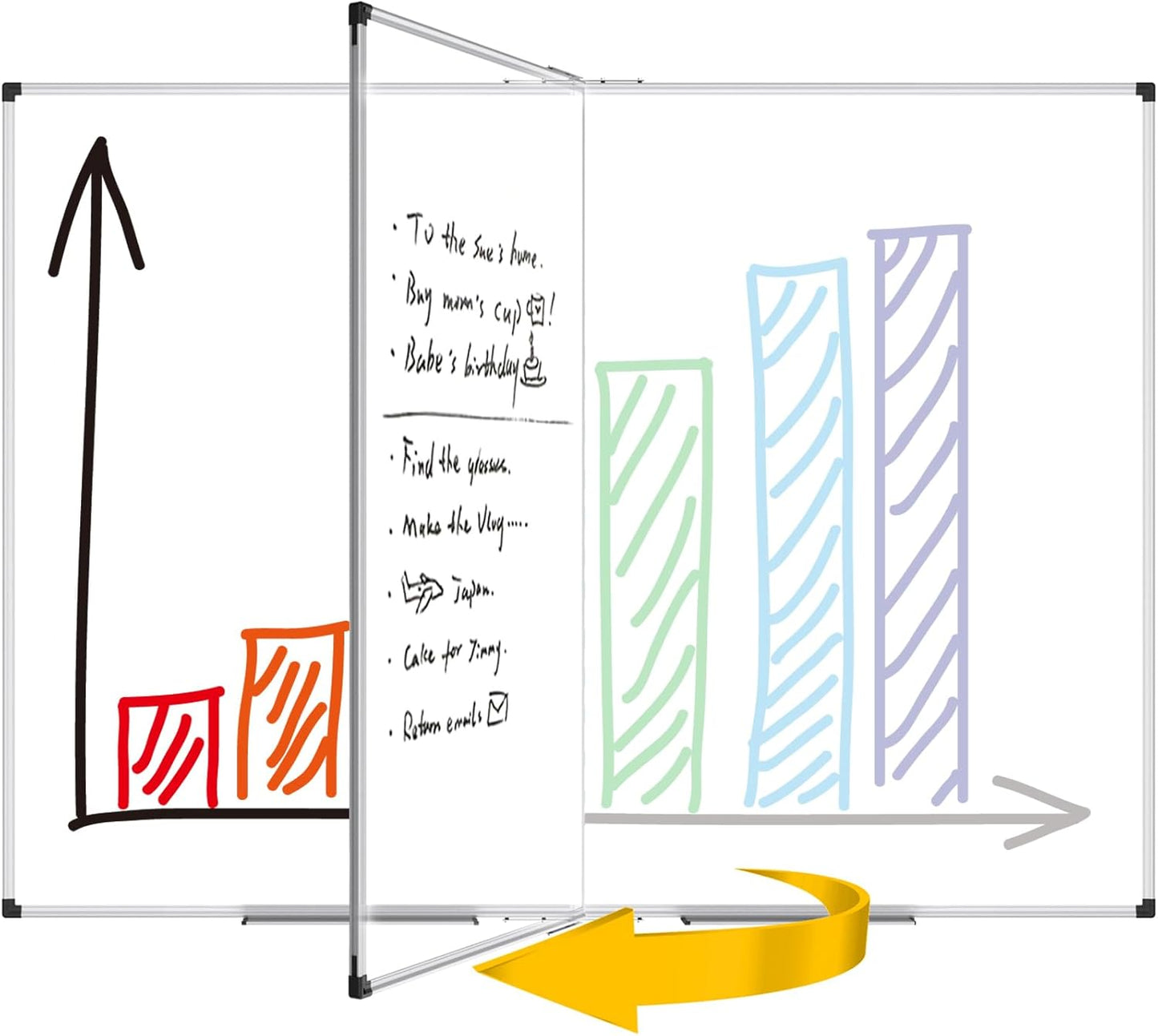 XBoard Magnetic Whiteboard 72 x 48 Inch | Giant Foldable Dry Erase White Board for Wall with Marker Tray 6' x 4' | Extra Large Aluminum Frame Folding Message Presentation Board