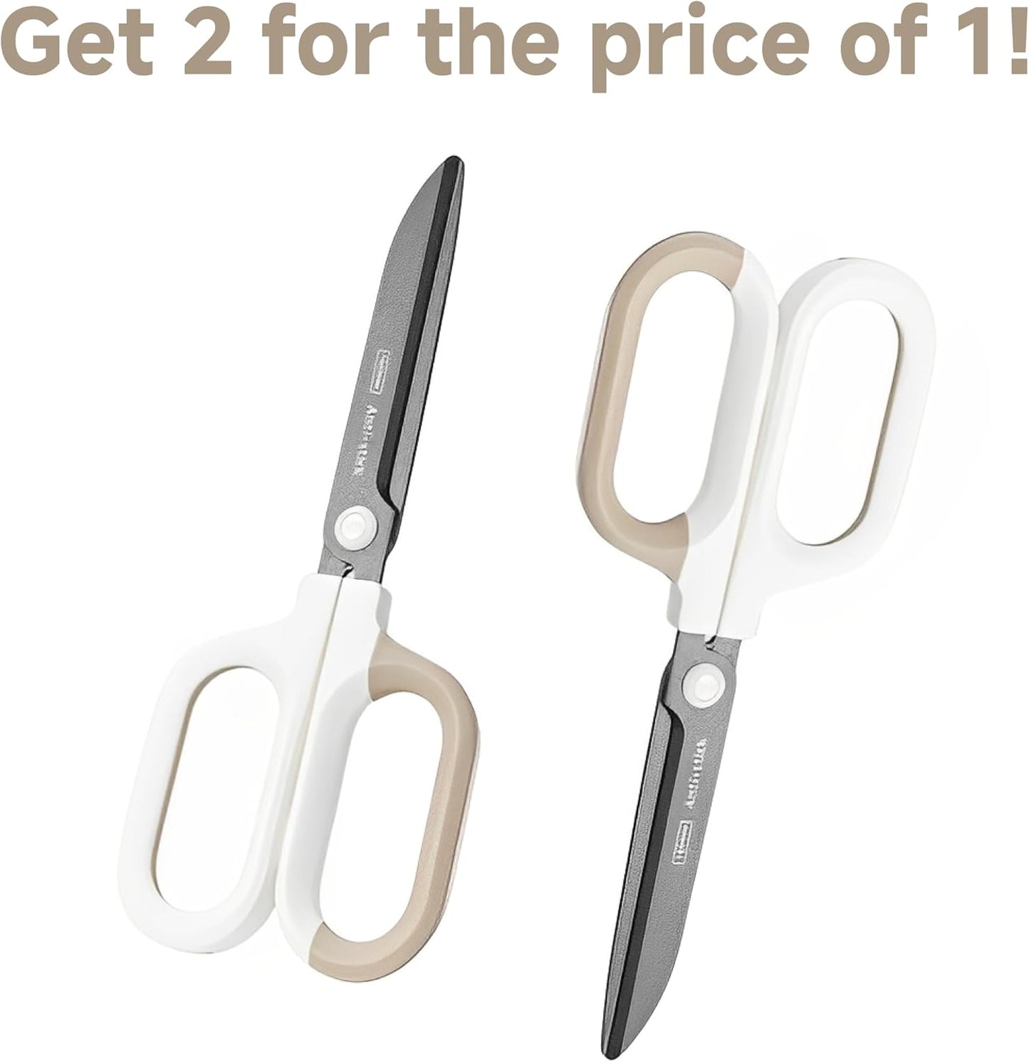 Titanium Non-Stick Scissors, Professional Stainless Steel Comfort Grip, All-Purpose, Straight Office Craft Scissors for DIY art and craft White