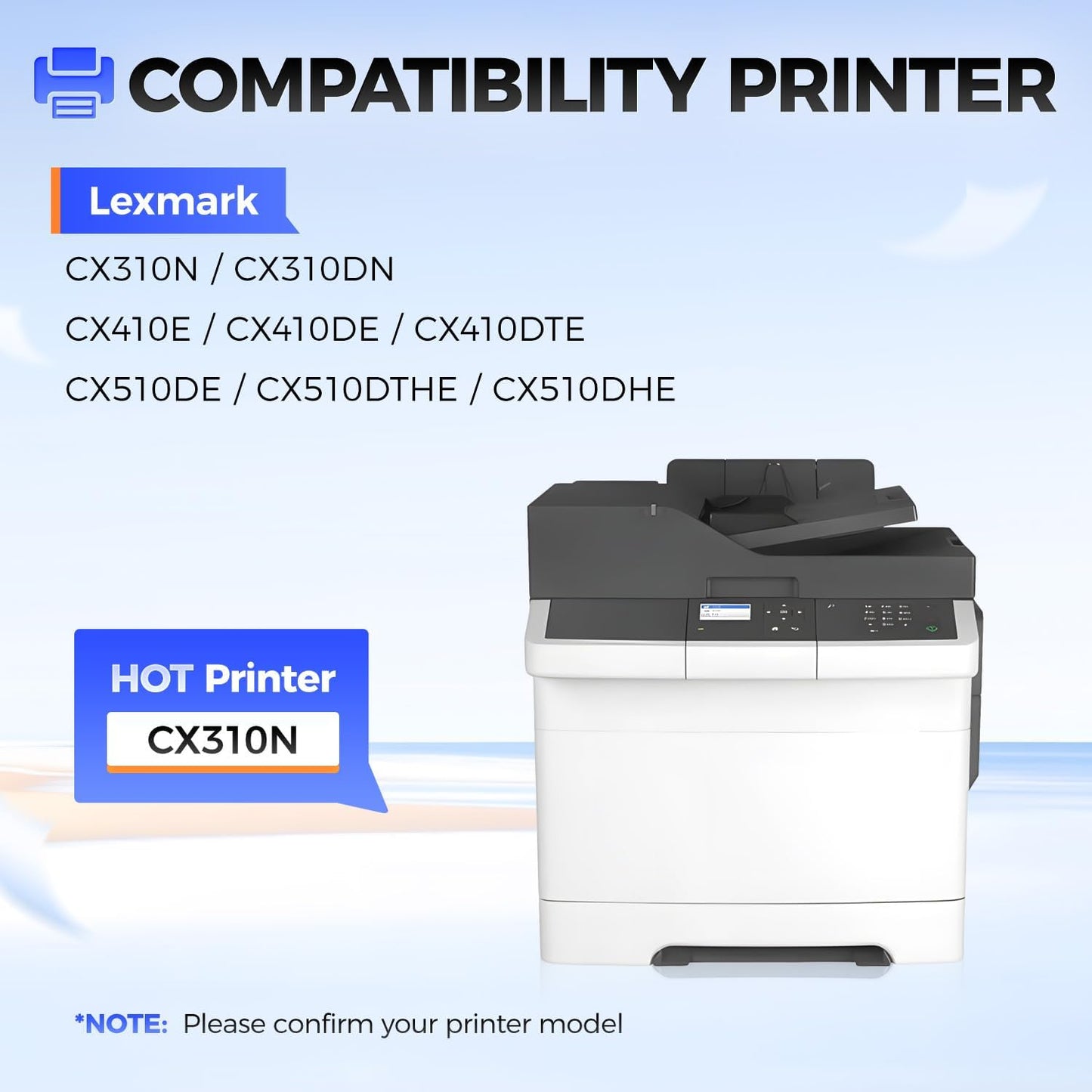 80C10K0 80C10C0 80C10M0 80C10Y0 Toner Cartridge Set 4-Pack Replacement Compatible with Lexmark CX310N CX310DN CX410E CX410DE CX410DTE CX510DE CX510DTHE CX510DHE Printer Ink Black Cyan Magenta Yellow