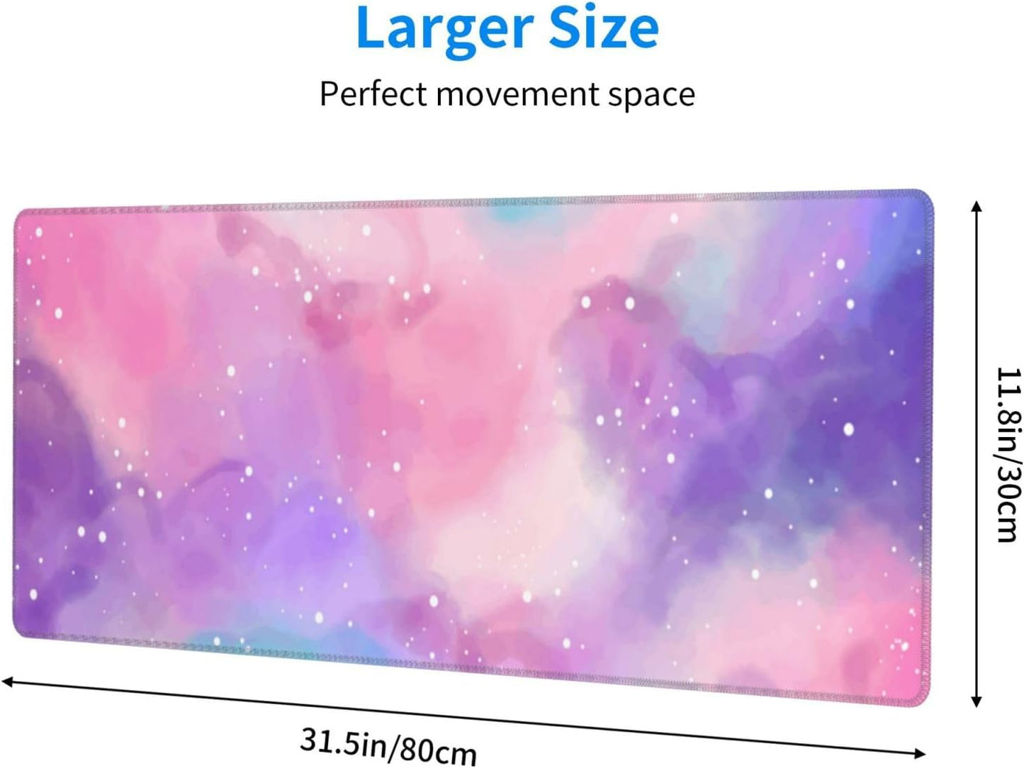 Extended Gaming Mouse Pad, Large Gaming Mouse Waterproof with Stitched Edges, Non-Slip Desktop Pad for Home and Office, Level Up Your 31.5x11.8 Inch… (Iridescent Cloud)