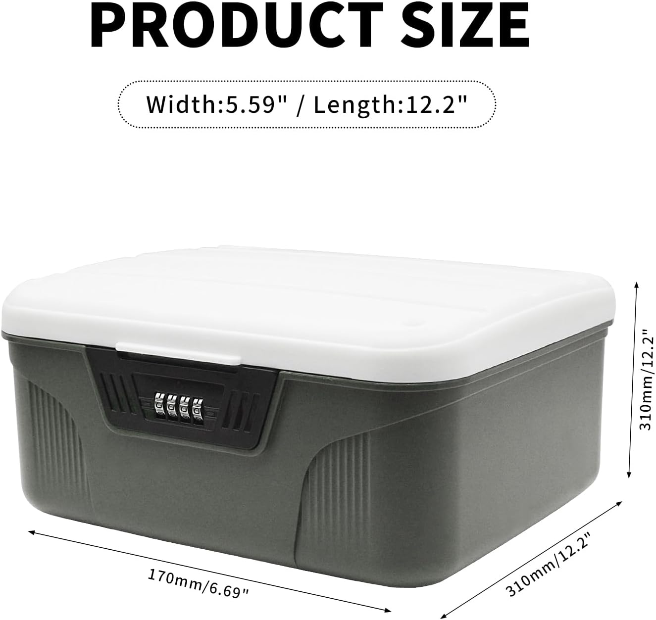 Storage Bin - 4.2 Gallon Locking Container with 4-Digit Combination Lock, Stackable Plastic Organizer Box for Usable As Item Organizer Or Office File Storage/Garage/Camping(Gray)