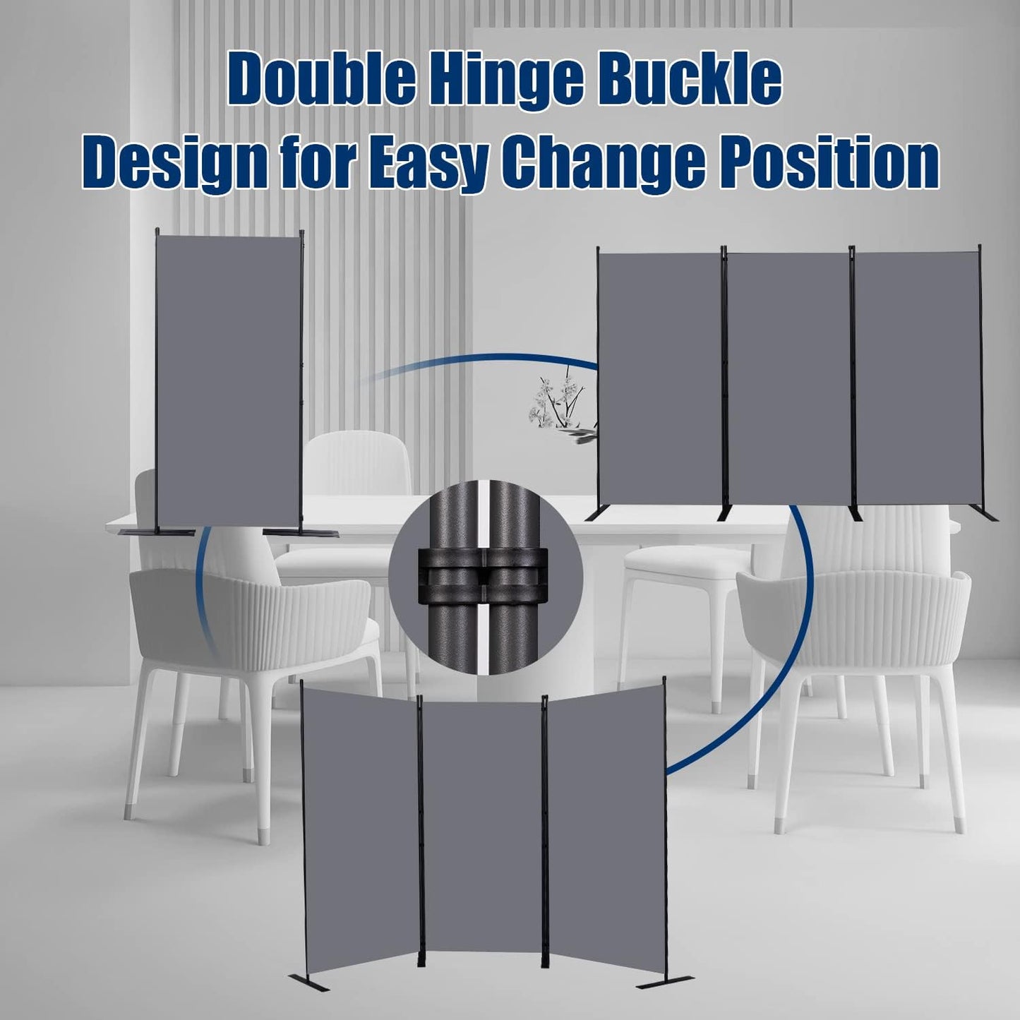 Room Divider 6FT Portable Room Dividers and Folding Privacy Screens, 102'' W Fabric Divider for Room Separation, 3 Panel Partition Room Dividers Freestanding Wall Divider Screen for Dorm Studio Office