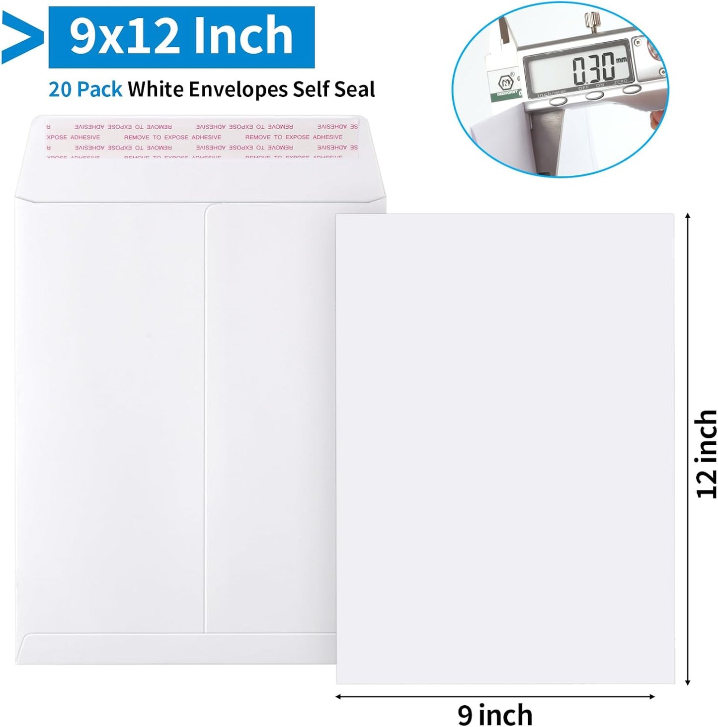 20 Pack Catalog Envelopes Self Seal, 9 x 12 Inches Catalog Mailing Envelopes, White Manila Envelopes for Mailing, Organize, Storage, Home, Office