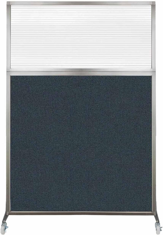 Versare Hush Screen Portable Room Divider with Wheels | Workstation Wall Divider | Freestanding Privacy Hush Panels | Clear Fluted Windows | Fabric Office Divider Screen | Great for Room Separation
