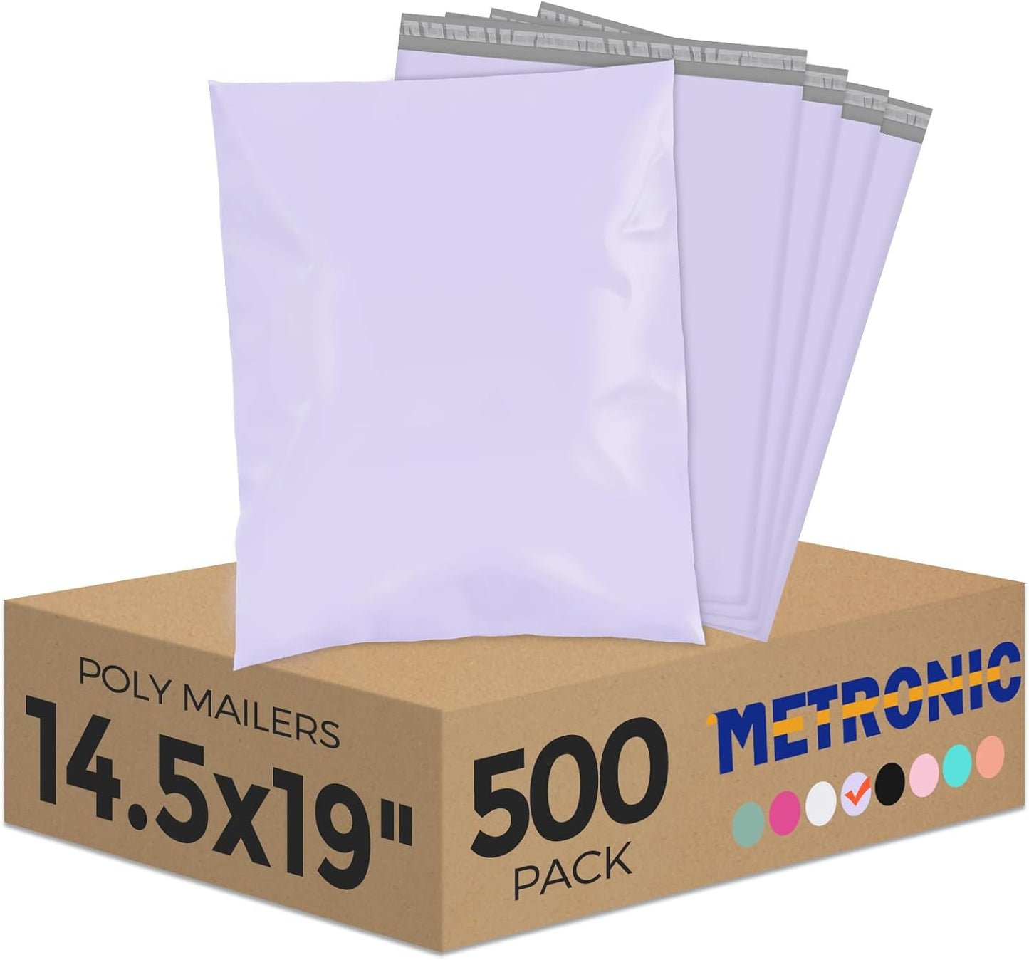 Metronic Poly Mailers 14.5x19 Large Poly Mailers 500 Pack Self-Seal Shipping Bags, Packaging Bags, Shipping Envelopes, Packaging for Small Business, Boutique, Clothing Lilac Purple