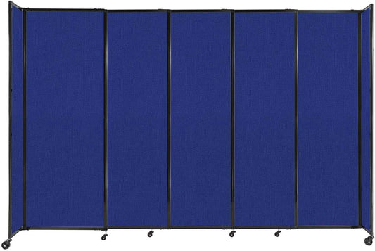 Versare Straightwall Sliding Portable Wall Partition | Freestanding Office Dividers | Locking Wheels | Temporary Room Separator | 11'3'' Wide x 7'6'' Tall Royal Blue Fabric Panels