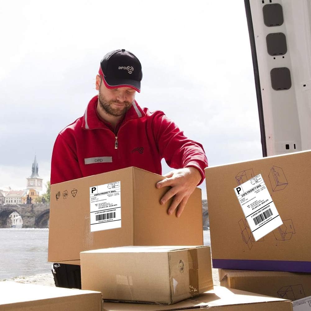 RyhamPaper Direct Shipping Labels, Half Sheet Self Adhesive Shipping Labels for Laser & Inkjet Printers 1000 Labels White