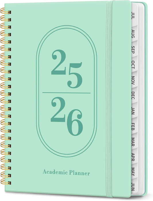 Planner 2025-2026, Academic Year Weekly and Monthly Calendar Planner, July 2025 - June 2026, Spiral Bound School Planning Tool, Perfect for Teacher, Student, Woman & Men - A5 (6.3" x 8.5"), Seafoam