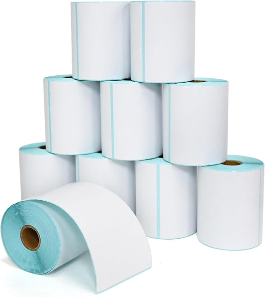 L LIKED 10 Rolls 4" x 6" Thermal Labels with 250 Labels/Roll - Compatible with Zebra & Rollo Printer Blank Direct Thermal Shipping Labels