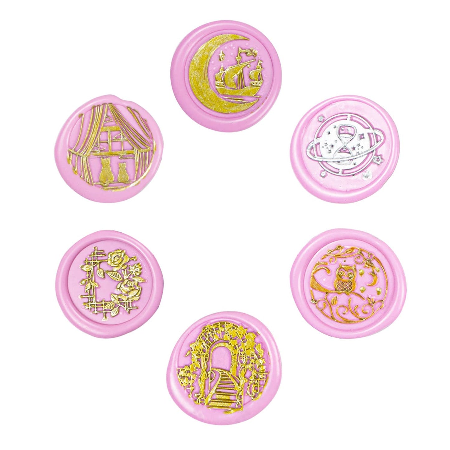 Wax Seal Stamp kit, ANBOSE Animal Wax Seal Stamp Set with 6 PCS Removable Brass Heads and 1 Wooden Handle, Retro Cat Owl Boat Rose Sealing Wax Stamp for Cards Invitations