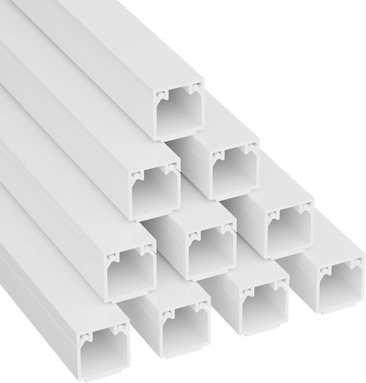 D-Line 32.8ft Cable Raceway, Self Adhesive Cord Cover, Hide Surface Wires, Paintable - 10x 0.63in (W) x 0.63in (H) x 39in Lengths - White