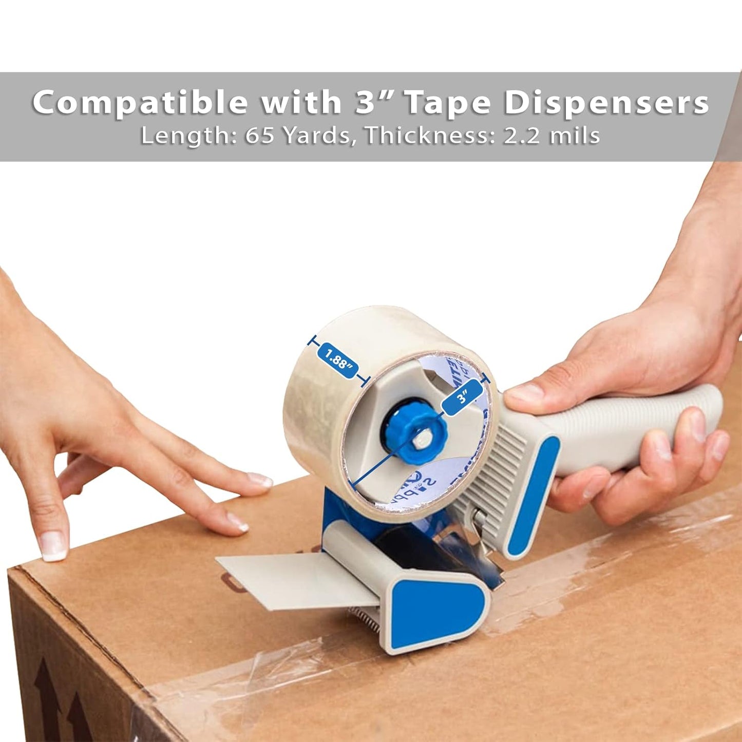 36 ROLLS [UPGRADED] Brown Premium Packing Tape, 65 YARDS, 2.2 mil, Heavy Duty Packaging Tape for Shipping, Moving, Sealing - STRONGER & THICKER