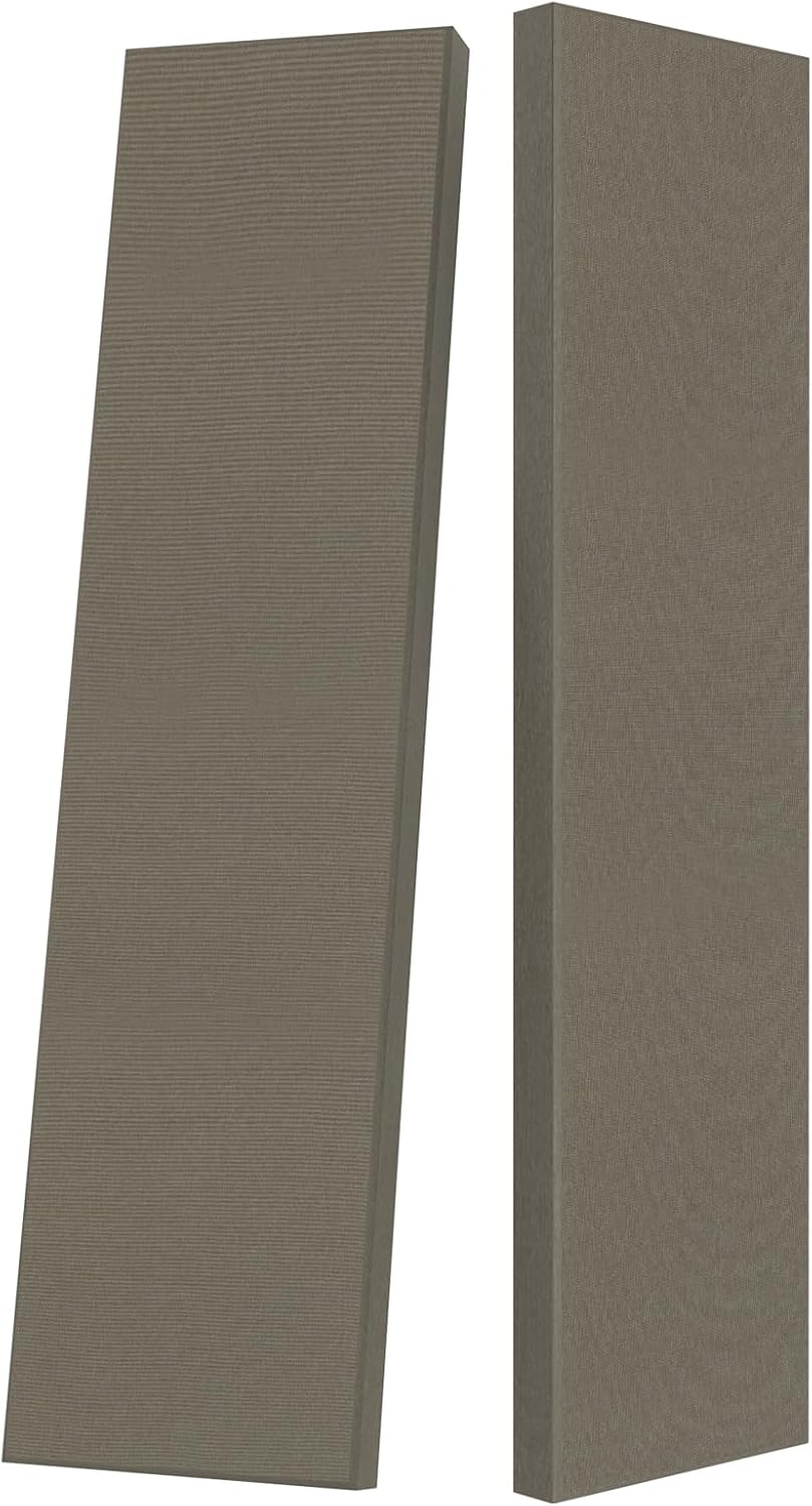 2” Thick Acoustic Panels with Hanging Brackets to the Wall, 2 PCS 47.2” x 11.8” Fiberglass Sound Absorbing Panels for Home Theater Church Office Wall or Ceiling, Light Brown