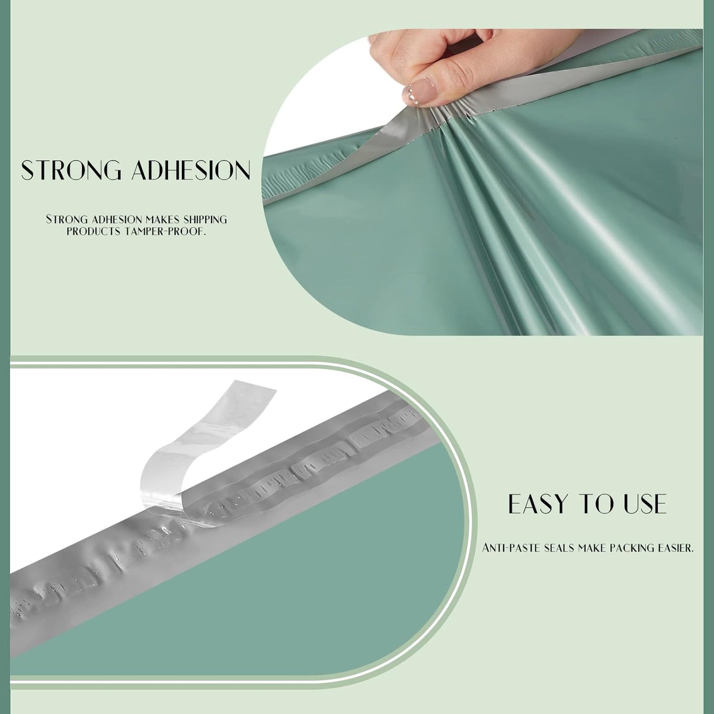 Metronic Poly Mailers 14.5X19 100 Pack, Strong Adhesive Shipping Bags for Clothing, Waterproof and Tear-Proof Envelopes, Packaging Bags Mailers Poly Bags for Shipping in Grayed Jade Green