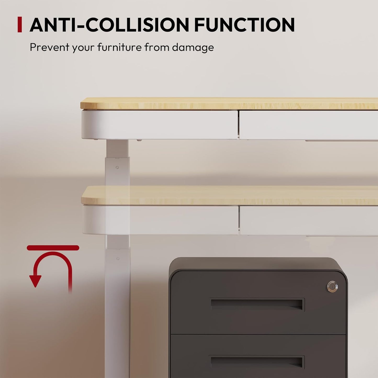 Standing Desk with Drawer, Electric Height Adjustable Home Office Desk with Storage & USB Ports, 55 inch Maple Wood Tabletop/White Frame