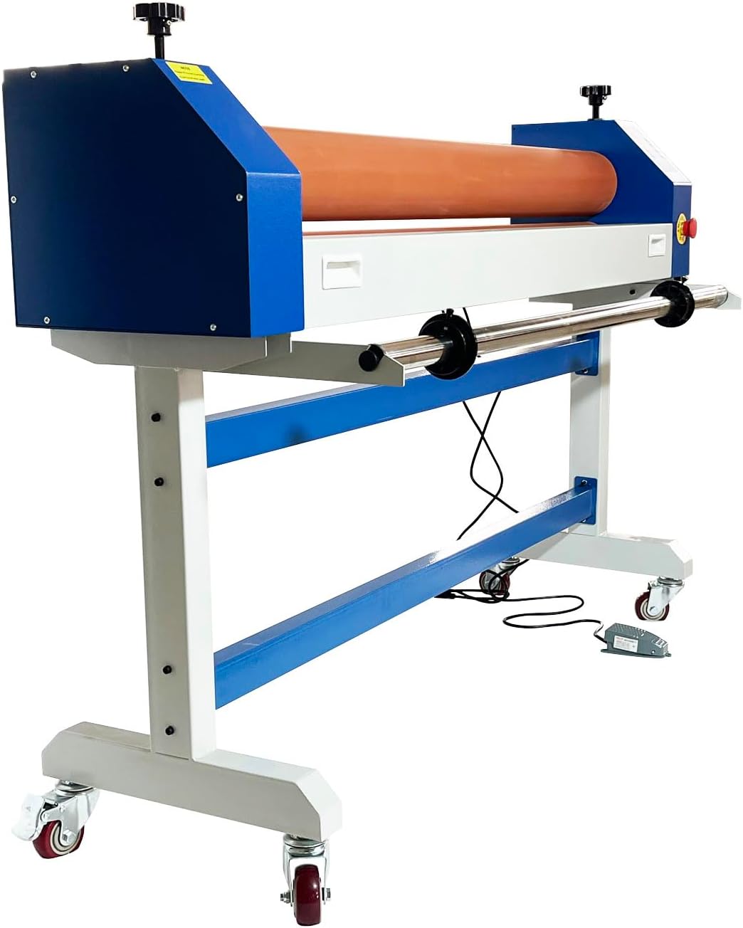 Electric Manual Cold Laminator, Movable 51IN/1300MM Wide Format Large Roll Laminating Machine Rubber Roller with Frame for Office Film Photo Vinyl Poster Laminating