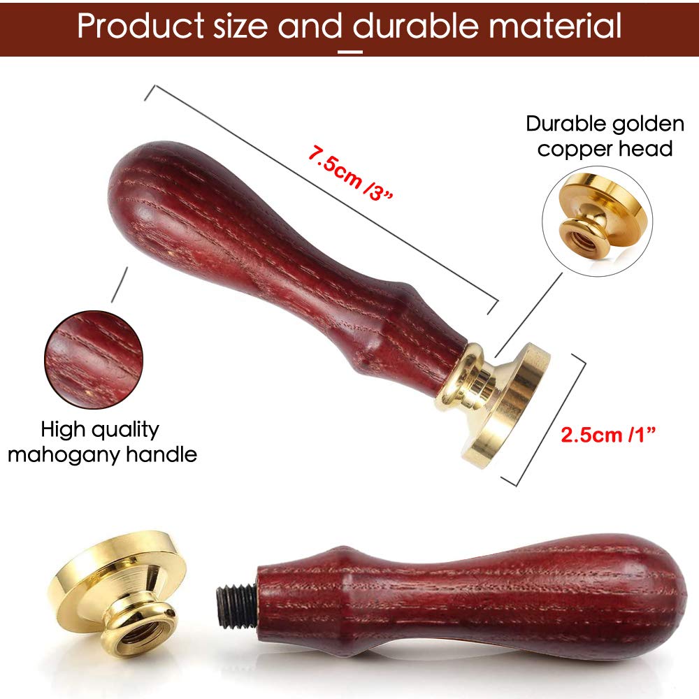 Wax Seal Stamp Gift Box Set, 6 Pcs Sealing Wax Stamps Copper Seals 1 Wooden Hilt, Wax Stamp Kit for Cards Envelopes, Gift Packaging (Nostalgic Classic Series)