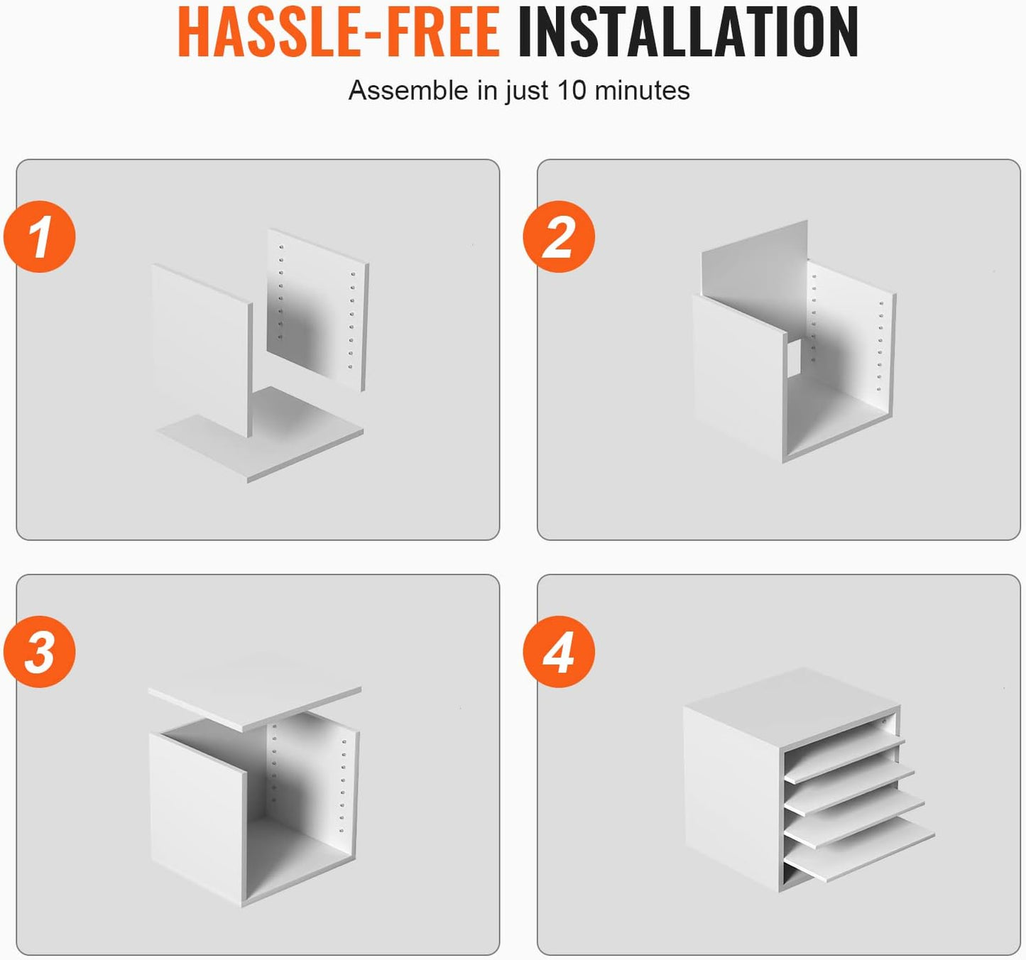 VEVOR Literature Organizers, 5 Compartments Office Mailbox with Adjustable Shelves, Wood Literature Sorter 13.9x12x13 inches for Office, Home, Classroom, Mailrooms Organization, EPA Certified, White