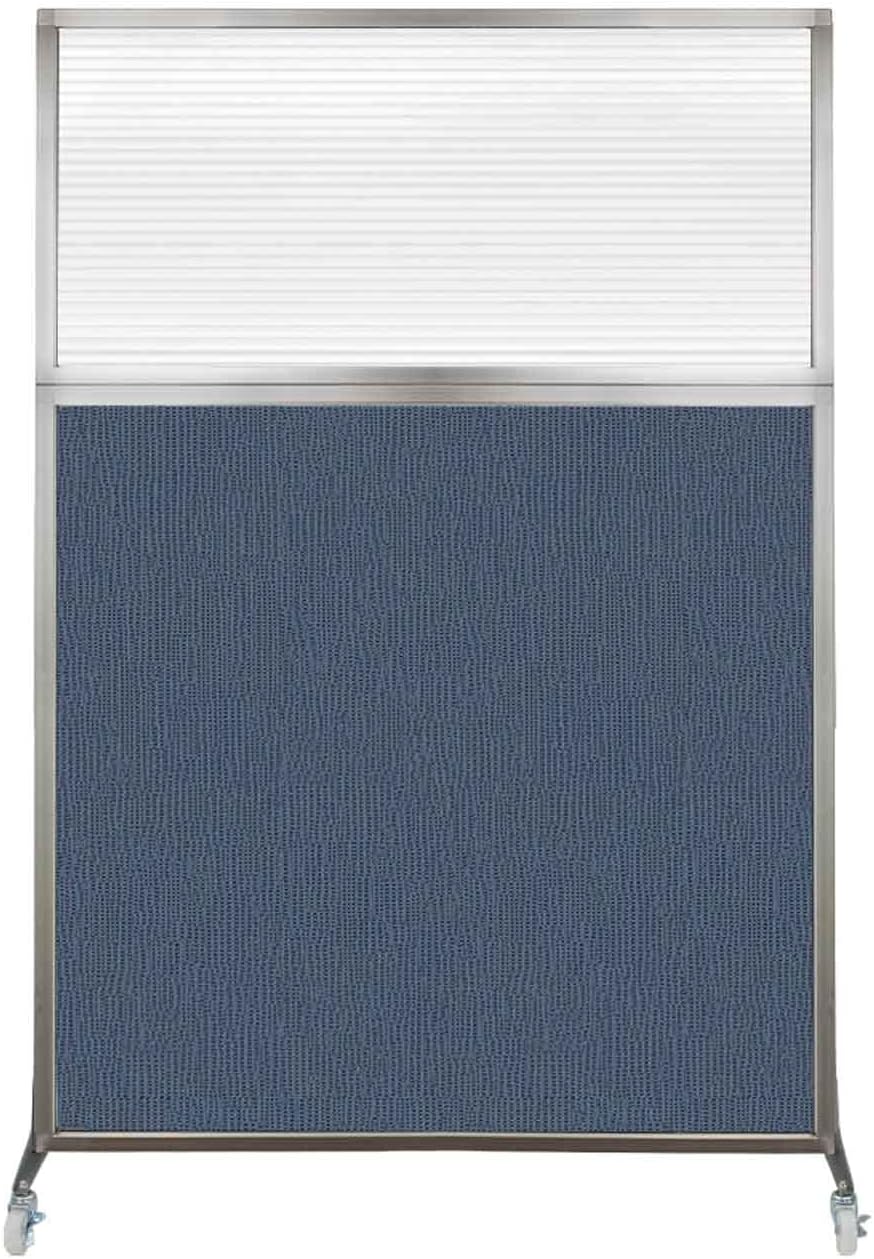Versare Hush Screen Portable Room Divider with Wheels | Workstation Wall Divider | Freestanding Privacy Hush Panels | Clear Fluted Windows | Fabric Office Divider Screen | Great for Room Separation