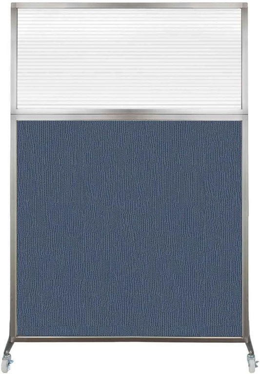 Versare Hush Screen Portable Room Divider with Wheels | Workstation Wall Divider | Freestanding Privacy Hush Panels | Clear Fluted Windows | Fabric Office Divider Screen | Great for Room Separation
