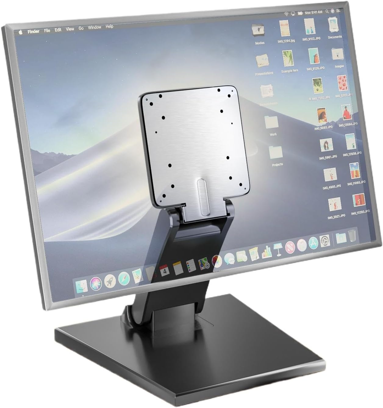 Jakeko Lay Flat Low Profile Monitor Stand - For 14-24" Screens Ergonomic Adjustable Desktop Mount With 100x100mm Compatibility