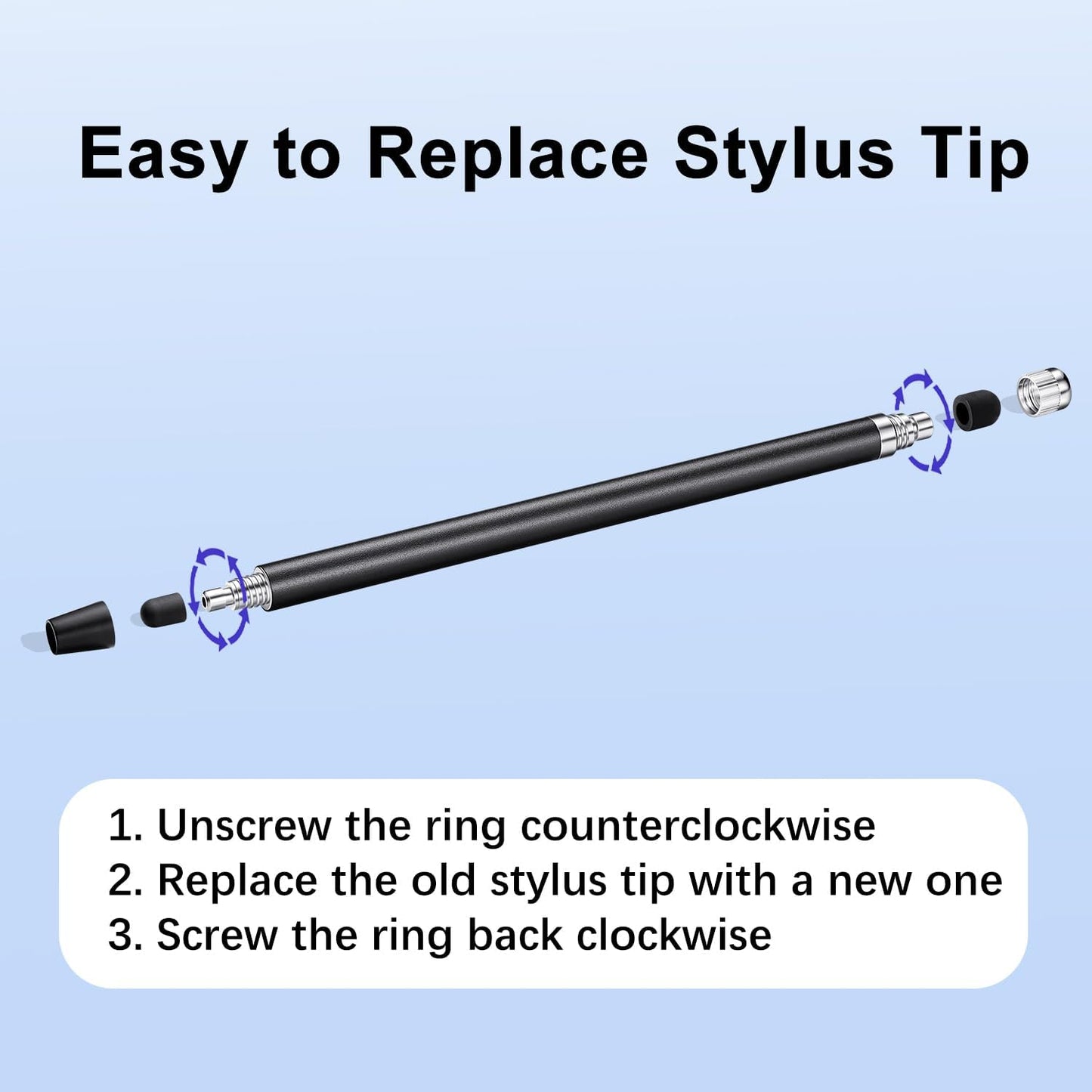 ChaoQ Stylus Pen for Touchscreen, 3pcs High Sensitivity and Precision Stylus Pen for iPad iPhone Android and All Touch Screens (Black/Silver/Blue)