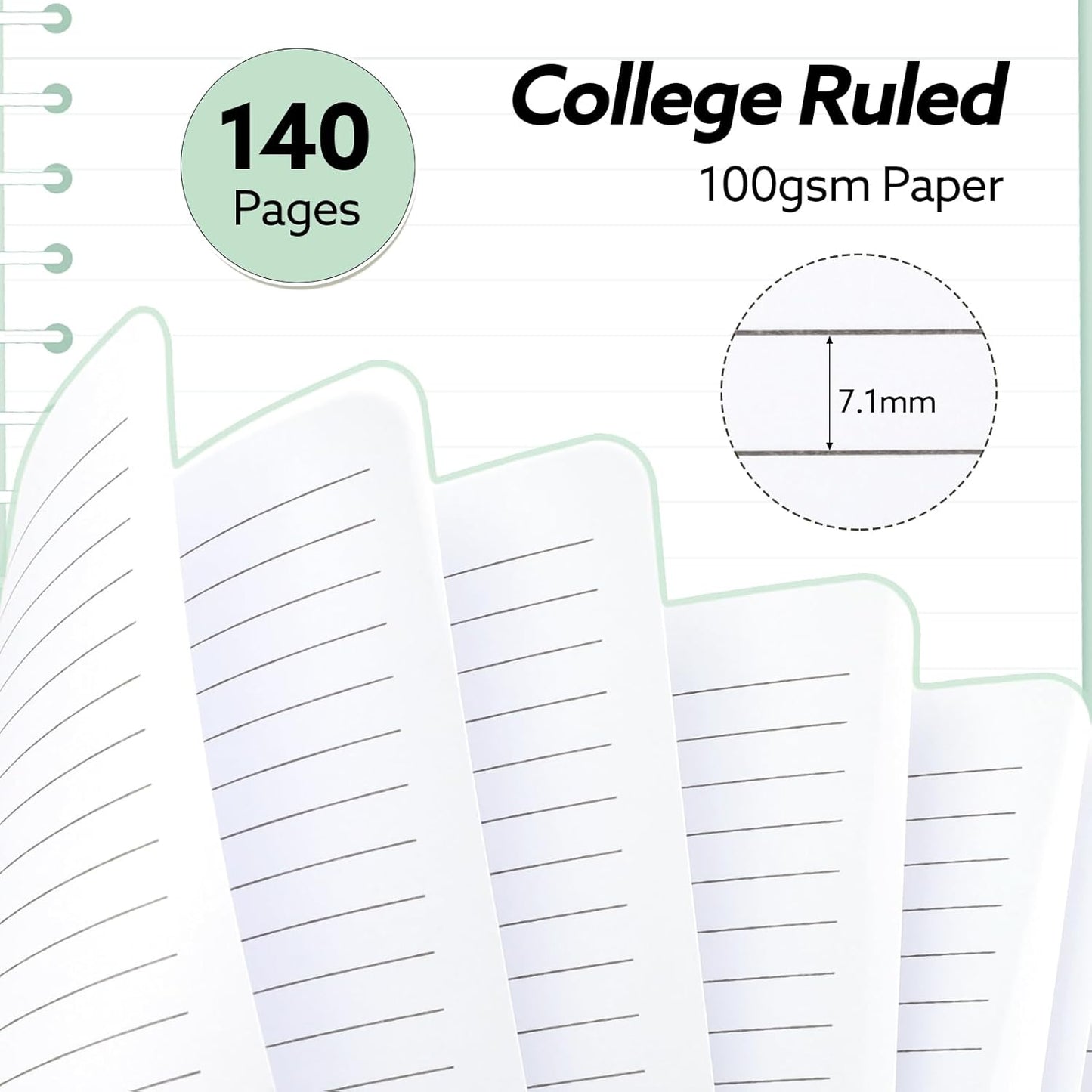 3 Pcs Spiral Notebook 5.9x8.3, 140 Pages Small Notebook for Women A5 College Ruled Journals Cute Notebooks with Large Pockets and Index Stickers for Home School Office Use（Purple, Green, Blue）