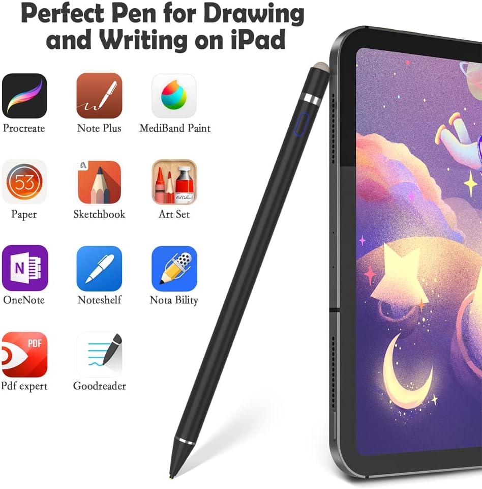 Active Stylus Pen for Touch Screens,Dual Pen Tips for iOS & Android Drawing & Writing,High Precise Digital Pencil for Apple iPhone 16/15/14/13/12/11/X/8,iPad Air/Pro/Mini,Phone/Tablet/Sam-sung/K-indle