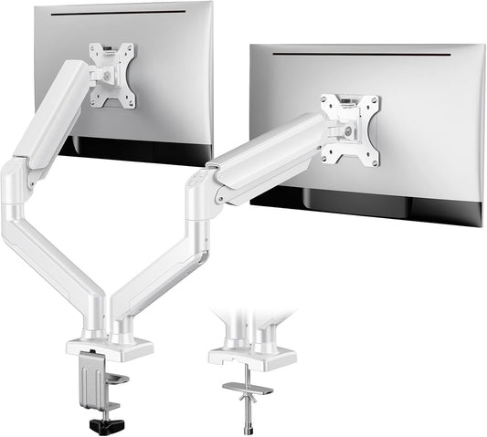 ErGear Dual Monitor Stand up to 32 inches Screen, Load-Bearing Max 22 lbs Each Arm, Adjustable Dual Monitor Mount, Sturdy Steel vesa Monitor Mount with Stable VESA 75x75 100x100mm-White