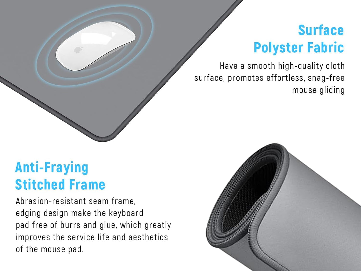 JIALONG Desk Mat - Large Desk Pad, Gaming Mouse Pad, Office Desk Protector with Anti-slip Base, Anti-wear Personalized Design, Mousepad in Mid-Grey