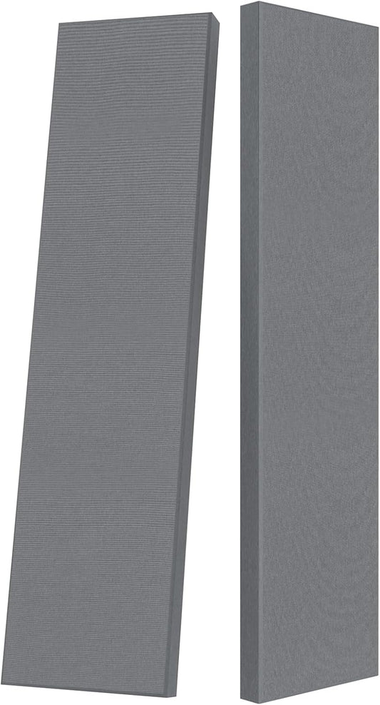 2” Thick Acoustic Panels with Hanging Brackets to the Wall, 2 PCS 47.2” x 11.8” Fiberglass Sound Absorbing Panels for Home Theater Church Office Wall or Ceiling, Light Grey