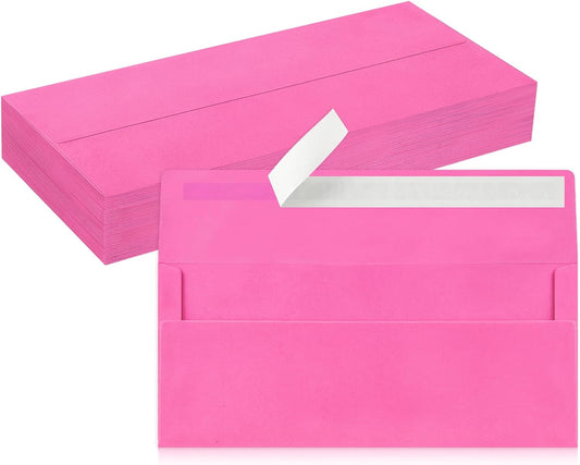 50 Pack #10 Business Envelopes, Rose Standard Envelopes Self Seal, Letter Size Mailing Envelopes for Checks Letters Invoices Statements Christmas Birthday Graduation Wedding, 4 1/8 x 9 1/2 Inch