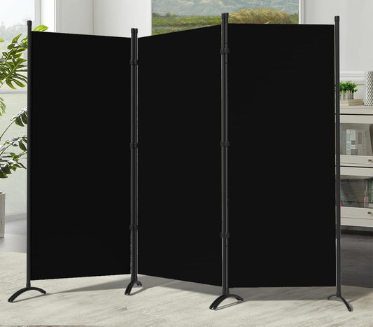 3 Panel Room Divider, 6FT Portable Room Dividers Folding Privacy Screens, 100" W Freestanding Fabric Divider for Room Separation, Partition Room Divider Panel for Dorm Home Studio Office, Black