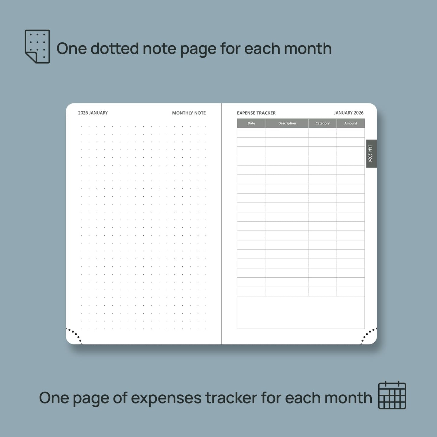 POPRUN Pocket Monthly Planner 2026-2027 (Pocket- 4''x 6.25'' Soft Leather Cover) - 18 Month Calendar Book for Purse (Jan.2026 - Jun. 2027), 100 GSM Thick Paper - Brown