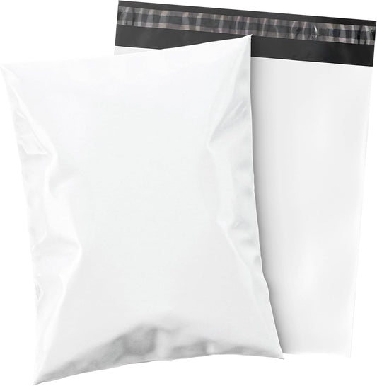 Shop4Mailers 19 x 24 Glossy White Plastic Self Seal Poly Mailer Flat Bags Waterproof Shipping Envelope 2.17 Mil for Apparel, Clothes, Shirts, Books – Permanent Adhesive Seal (250 Pack)