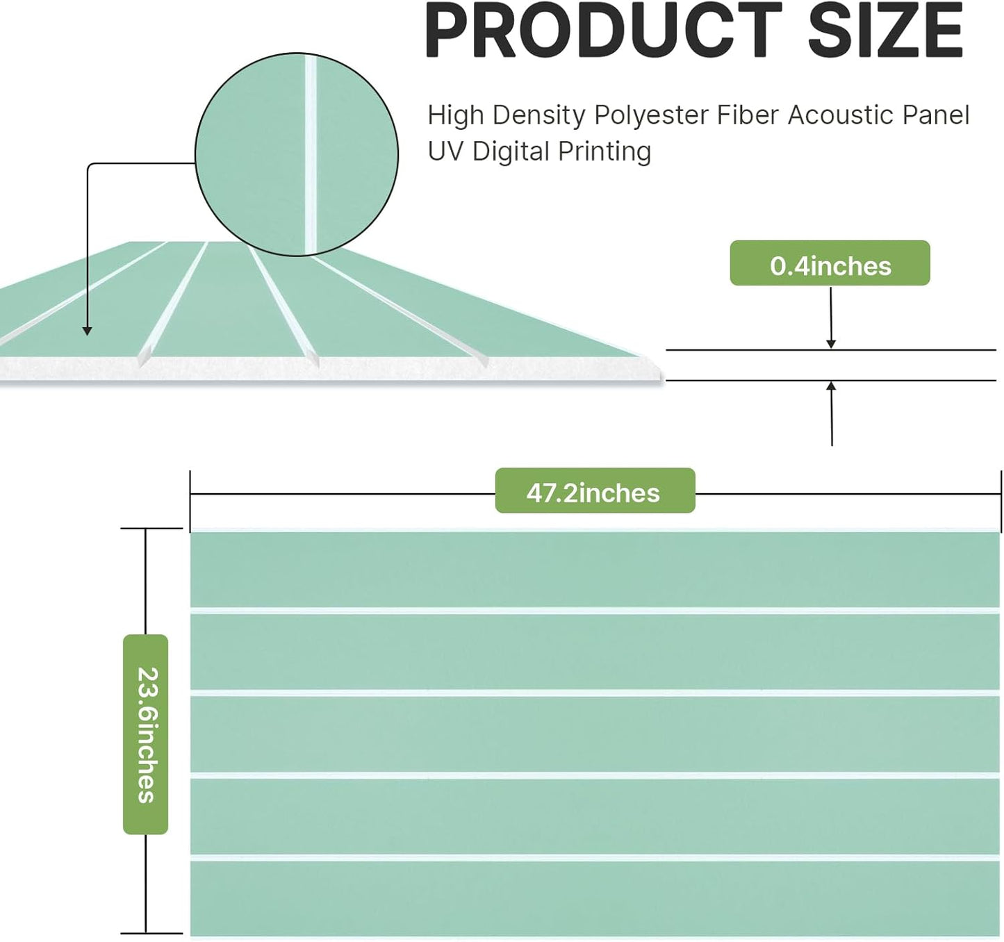 Acoustic 4 Pack Soundproofing UV Print Panels, 47.2” x 23.6” x 0.4” Adhesive Noise Dampening Wall Panels for Home Studio, Office, Gaming Room, and Theater(Green)