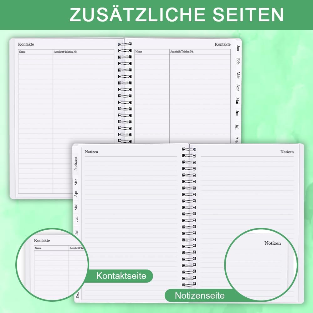 2025-2026 Planner - Monthly Planner Runs July 2025 to June 2026, 6.25" x 8.25", 12 Monthly Tabs, 14 Notes Page, Inner Pocket, Flexible Cover with Twin-Wire Binding, Planners 2025-2026, Green