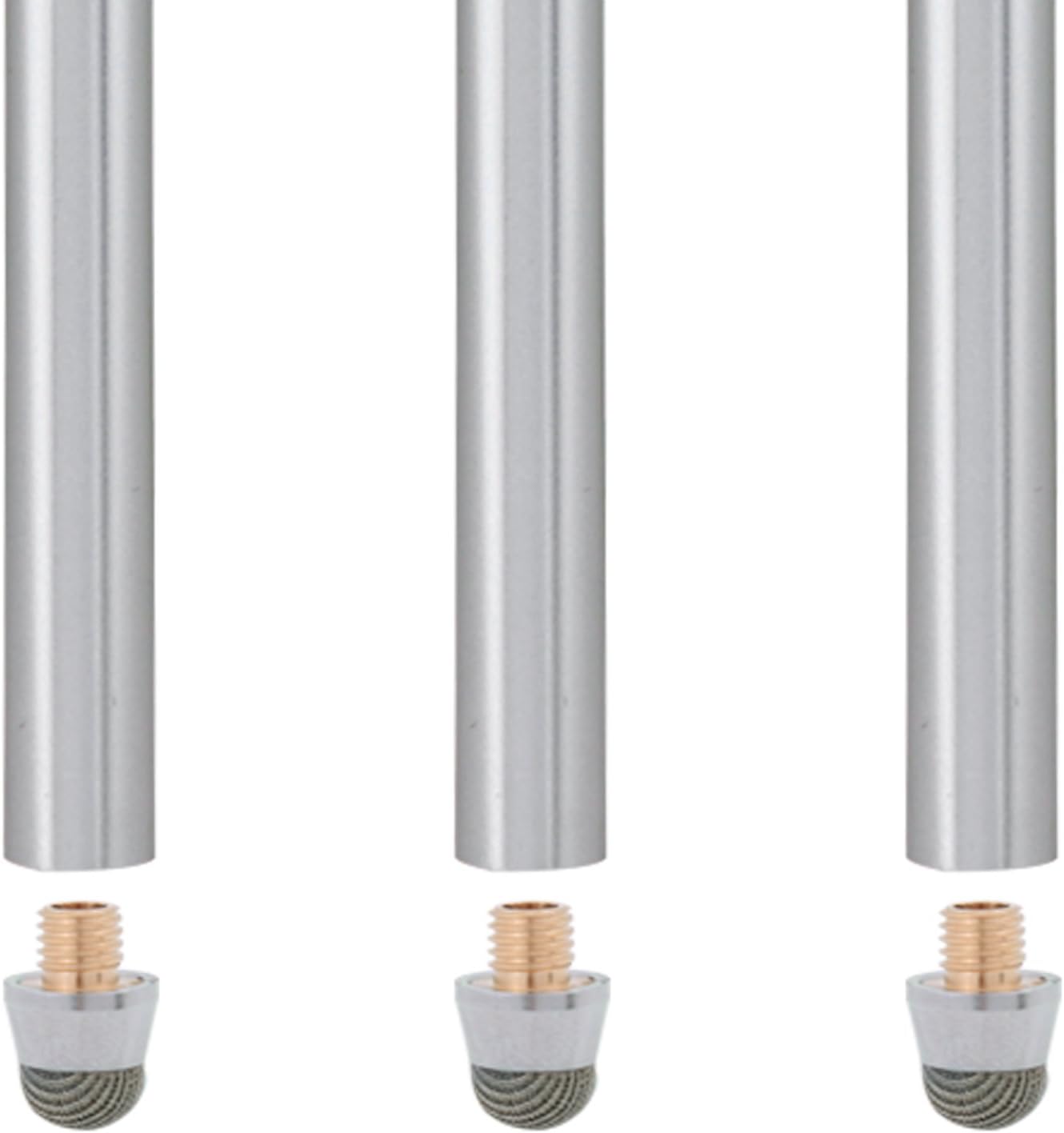 The Friendly Swede Extra Long Stylus Pen for Touchscreen — Set of 3 Micro-Knit 7.3" Capacitive Stylus Pens; Including 3 Replaceable Fiber Tips, 3 Elastic Lanyards & Cleaning Cloth - Silver