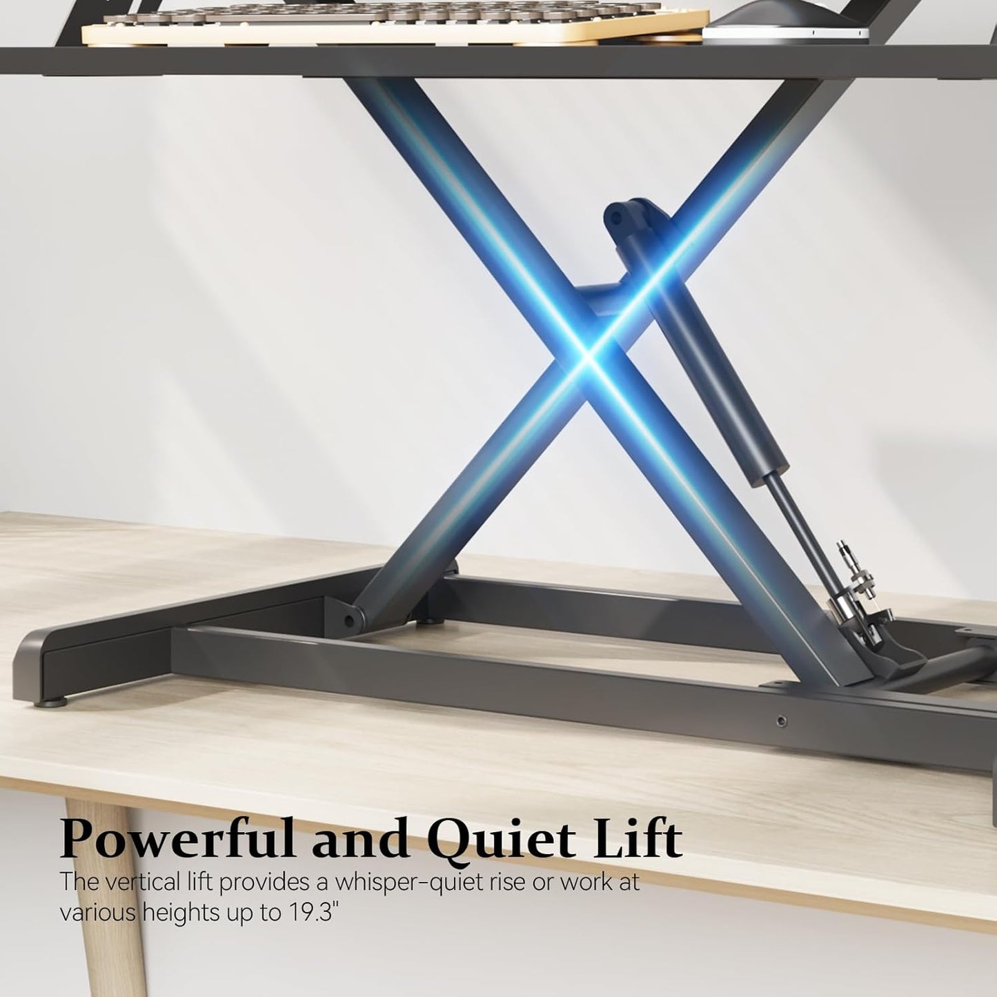 42 inch Standing Desk Converter, Height Adjustable Desktop Standing Desk with Keyboard Tray for Two Monitors, Sit to Stand up Desk Riser Computer Workstation for Home Office, Black