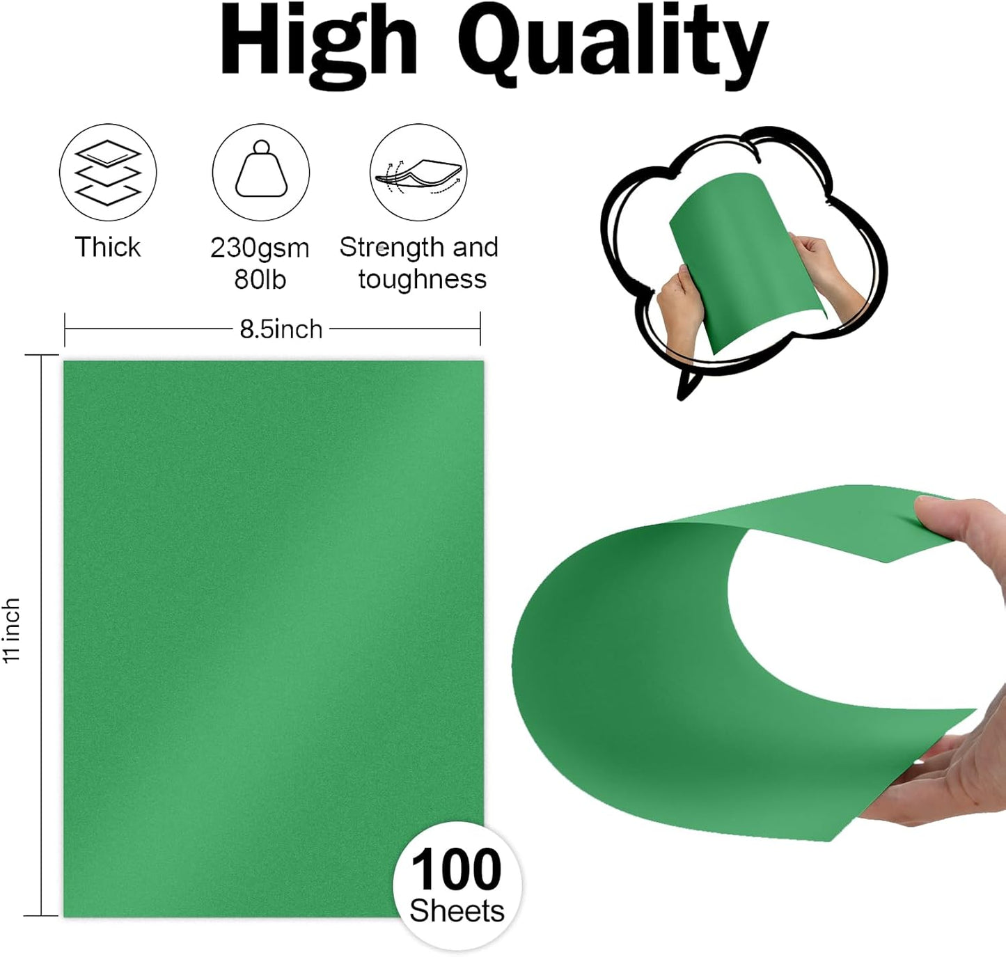 Goefun 100 Sheets Green Shimmer Cardstock 8.5 x 11, 80lb Card Stock Printer Paper for Christmas, Invitations, Certificates, Crafts, Card Making