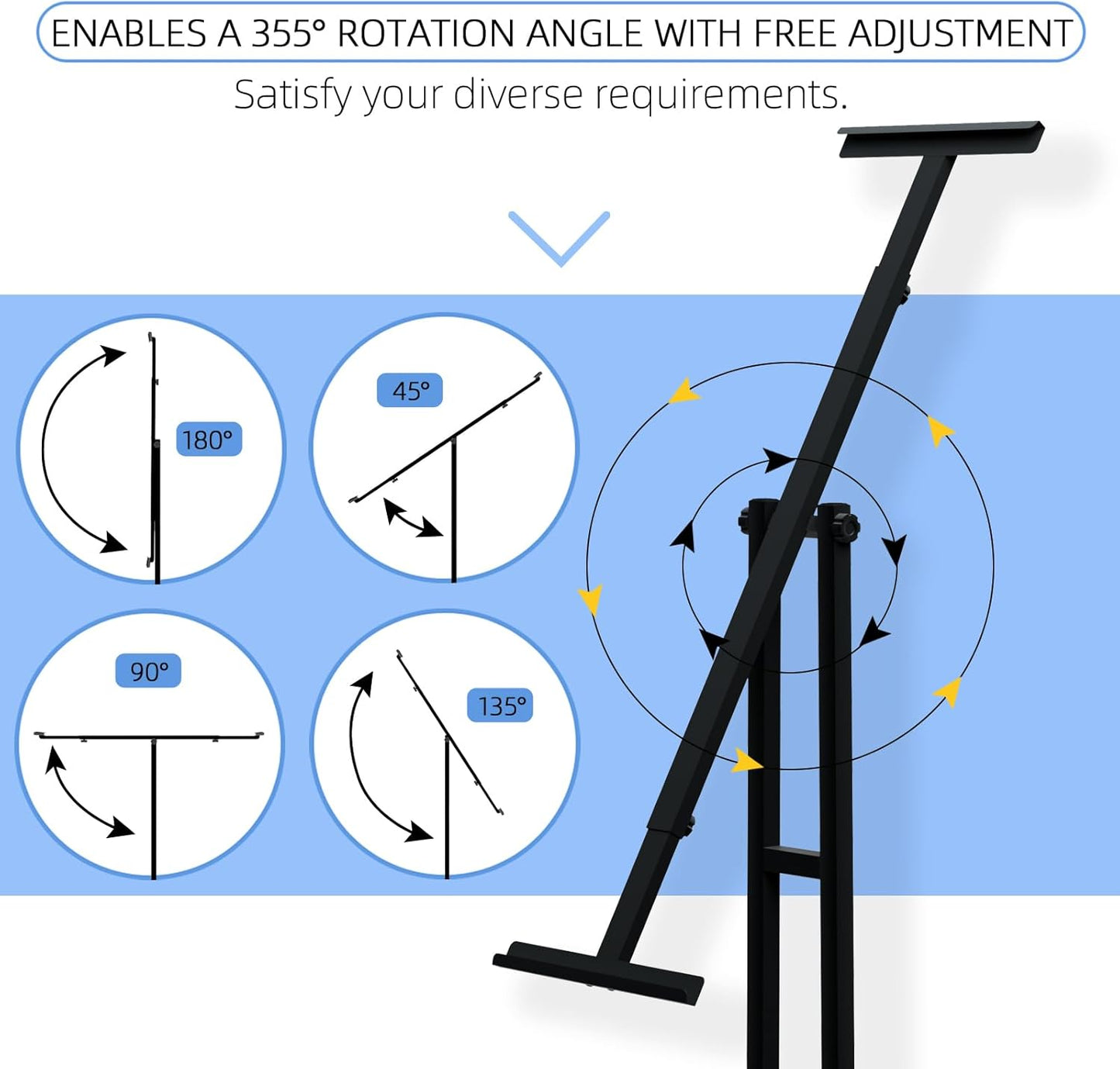 Sign Holder, Heavy Duty Floor Banner Stand, Adjustable Floor Poster Stand, Metal Sign Stand, Poster Stands for Display Sign Holder Stand, Height Up to 42 Inches, 355° Rotation Display Stand(Black)