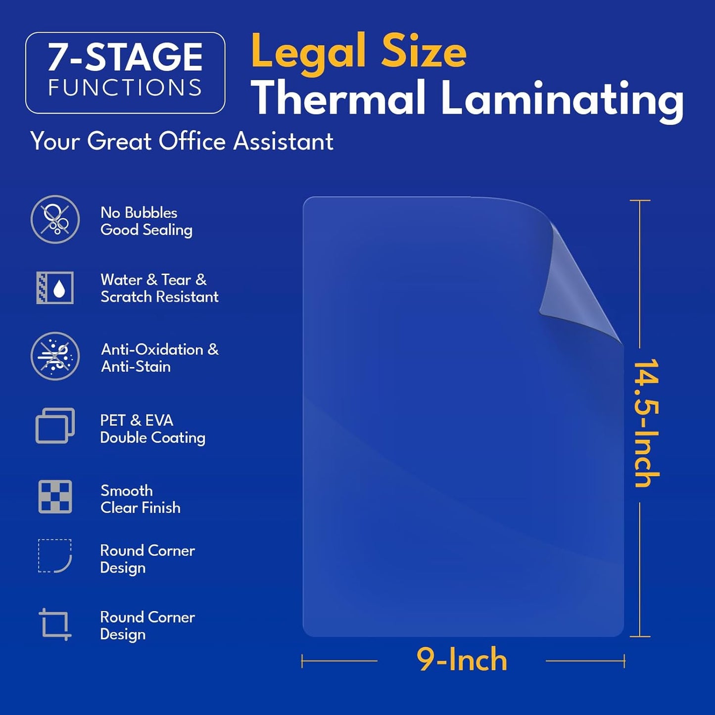 Uinkit 5Mil 100Pack Legal Size Laminating Sheets, 8.5"x14" (9x14.5) Laminate Pouches, Bubble-Free Protector for Clear Photo Sticker Papers, Use in Office School Supplies with Thermal Laminator Machine